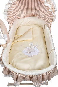 Набор в люльку 6 предметов: одеяло, подушка, пододеяльник, простыня, наволочка, матрас из серии Bunny Stars, цвет – бежевый (Kids Fashion, УТ-0002176)